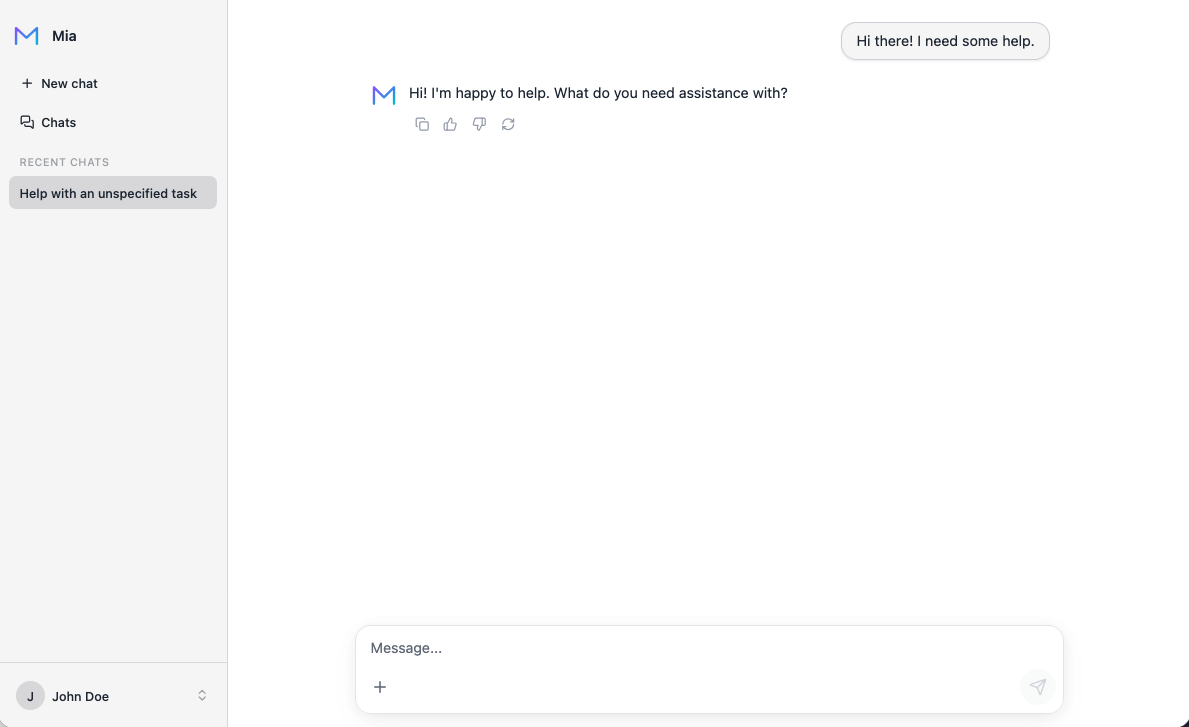 Mia — AI assistant web chat
