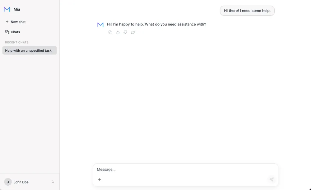 Mia — AI-assistent som webbchatt
